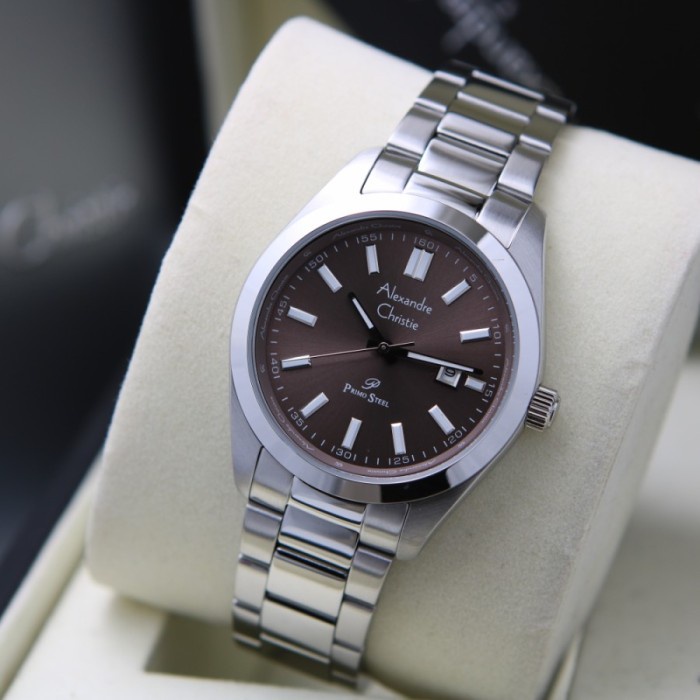 ✅New Jam Tangan Wanita Alexandre Christie Ac 1021 / Ac1021 Silver Brown Bisa Sameday
