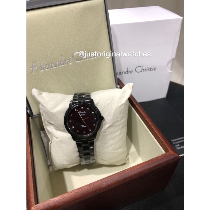 ✅Baru Alexandre Christie Ac 2835 Lh Bipba Ladies Black Dial Jam Wanita Ori Limited