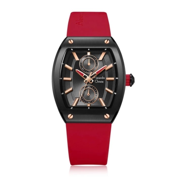 ✅Baru Jam Tangan Wanita Original Alexandre Christie Ac2944Bf Black Red Limited