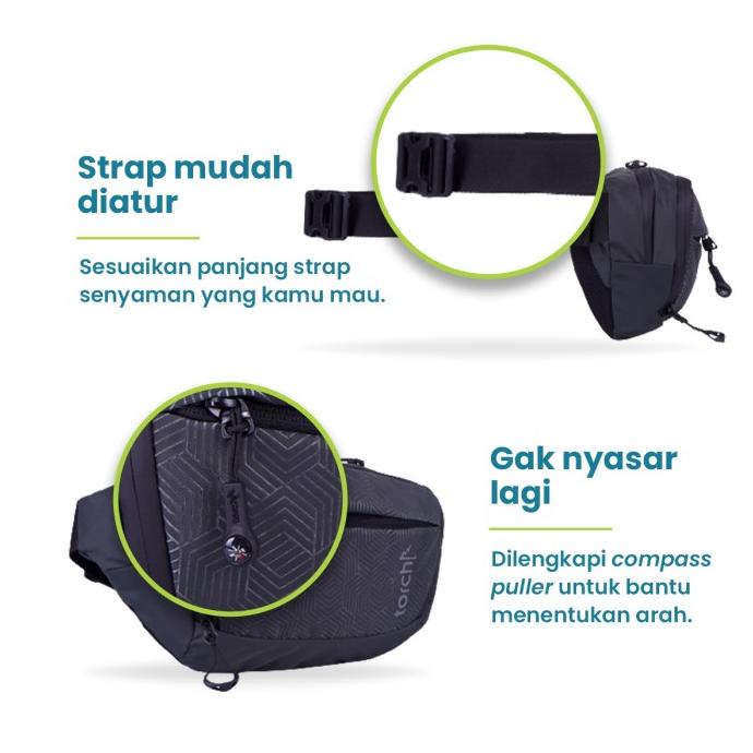 Torch Tas Pinggang Selempang Ringan Anti Air - Waist Sling Bag Aichi