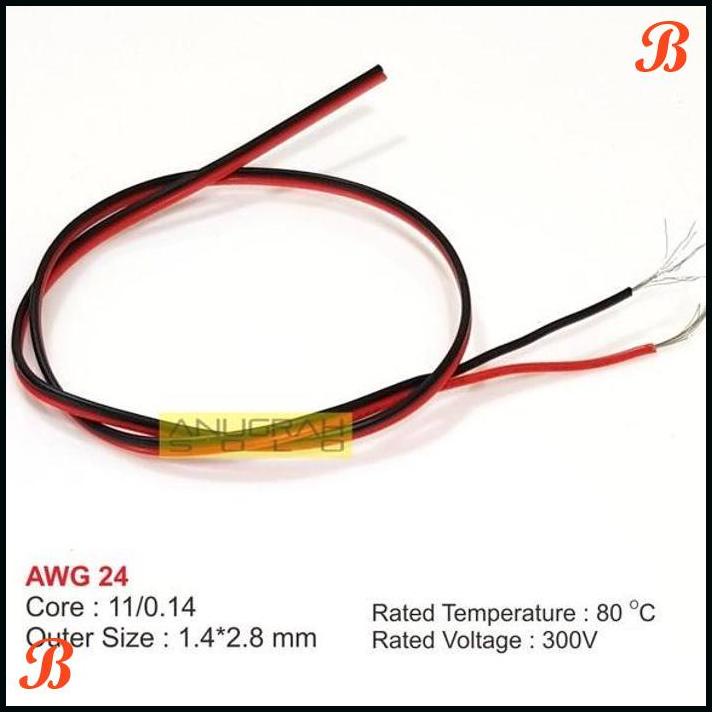 KABEL SERABUT MERAH HITAM AWG 24 METERAN | EKL