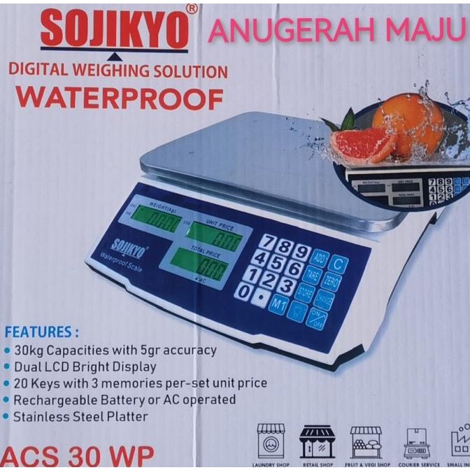 Ready Stok Timbangan Digital Meja Waterproof Sojikyo Acs 30 Kg