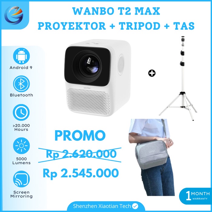 PROYEKTOR WANBO T2 MAX ANDROID 1080P PROJECTOR WANBO T2 MAX 4K