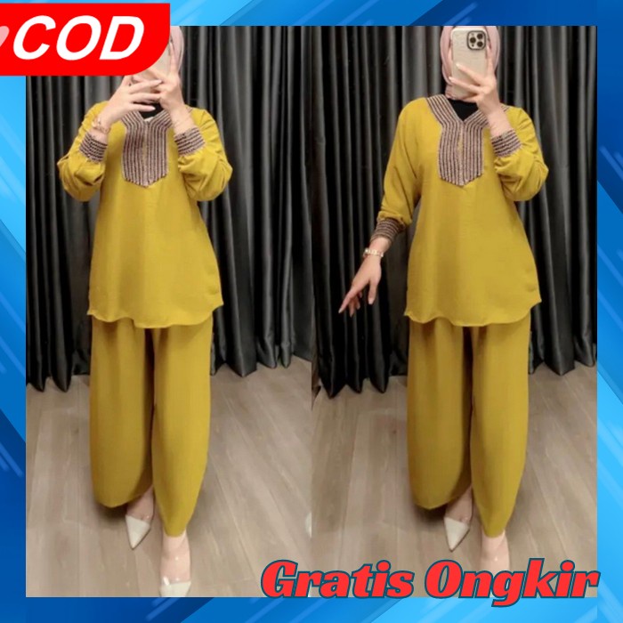 One Sat Harian Remja Cewk Bsju Clana Korean Style Setelan Hengout Baju Muslimah 2024 Clana Mewah One