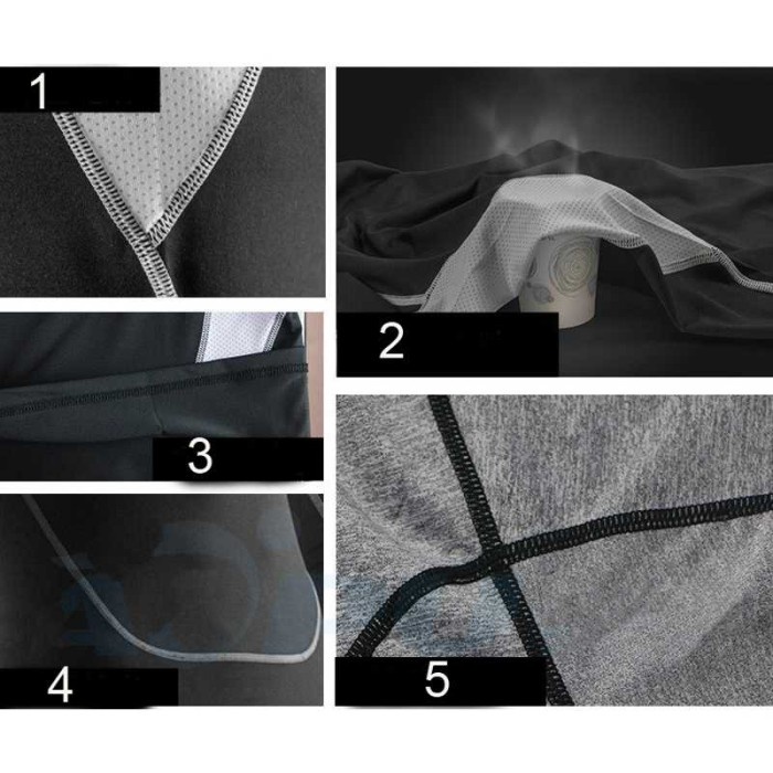 Jfactory Pakaian Olahraga Set Baju Celana Manset Pria Fitness, Lari