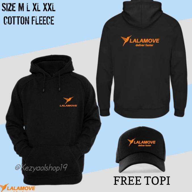 Hoodie sweater ziper Lalamove driver Kupluk+Gratis Topi fleece tebal