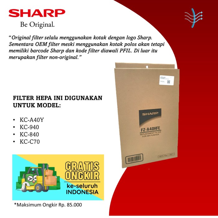 Replacement Filter Sharp Air Purifier KC-A40/FZ-A40HFE