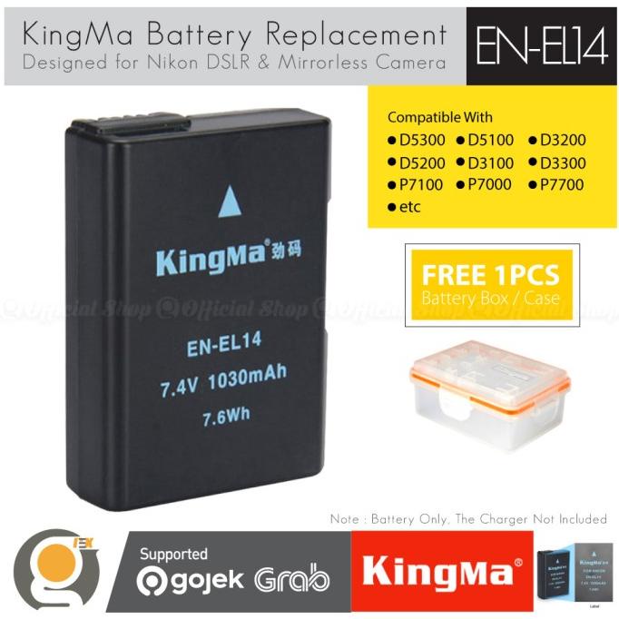 Kingma Baterai En-El14 Battery D3300 D3200 D5100 D5500 D5600 Ni Kon Kode 16