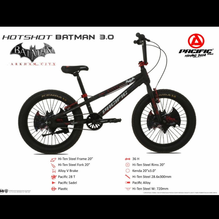 Promo Sepeda Bmx 20 Inch Pacific Batman Ban Besar Terbaru Good Quality