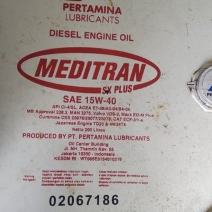 [New] Oli Mesin Diesel Drum Pertamina Meditran Sx Plus Ci-4 15W-40 209 Ltr Berkualitas