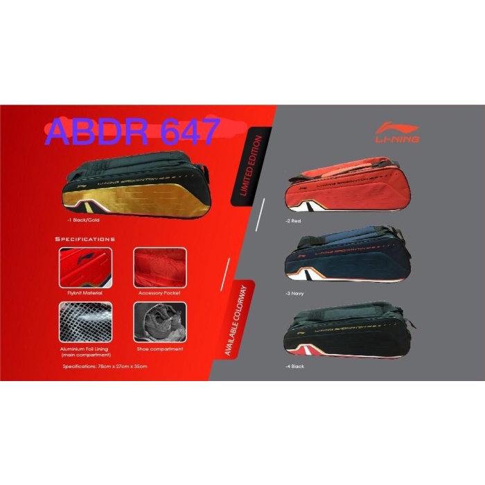 ✨Ori Tas Badminton Lining Abdr647 / Abdr 647 Original Terbatas