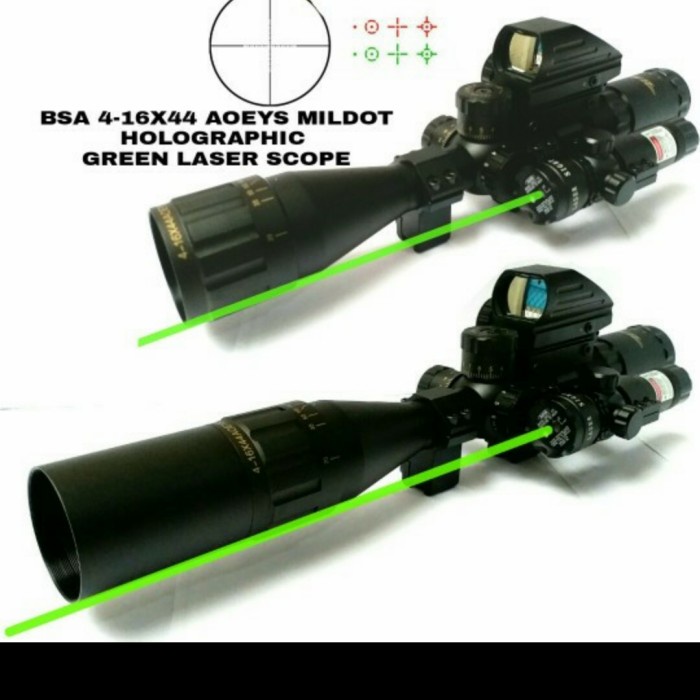 ✨New Ori Riflescope Bsa 4-16X44 Mildot Holographic Green Laser Scope Limited