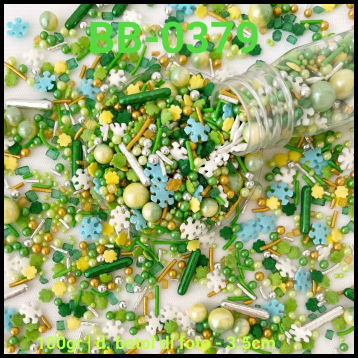 

GRATIS ONGKIR BB-0379 SPRINKLES SPRINKLE SPRINGKEL 100GR HIJAU SNOWFLAKES FROZEN !!!!!