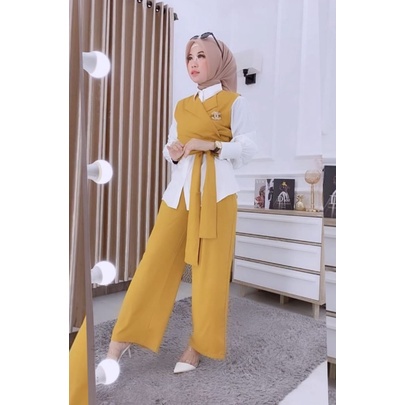 One Set Wanita Terbaru 223 Stelan Korean Style Setelan Cewek 3In1 Ootd Hijab Pendek Viral Remaja Jum