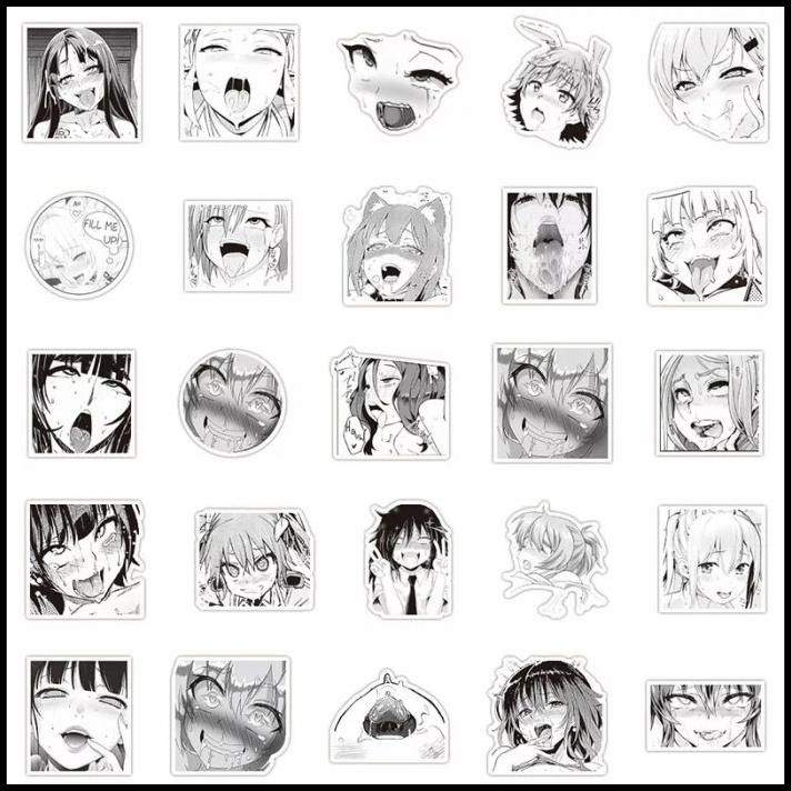 

TERMURAH 50PCS STIKER WAIFU ANIME FACE BAHAN VINYL ANTI AIR AESTHETIC !!!!