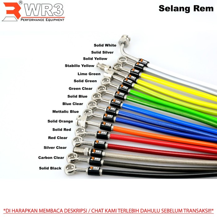 Selang Rem Wr3 Yamaha Nmax 155 15-19 / 20 Up / Xmax 250 Non Abs Kode Hv159