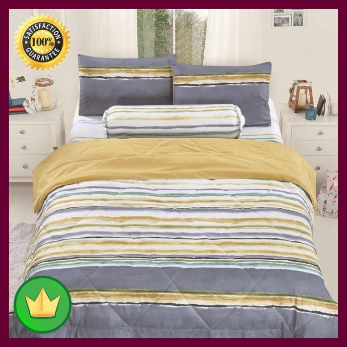 [Original] Linotela Set Seprai Microfiber Stripe Sand Terbatas
