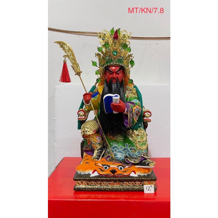 [Original] Patung Kwan Kong / Guan Yu / Kuan Kong 12In Kayu Taiwan Terbaru