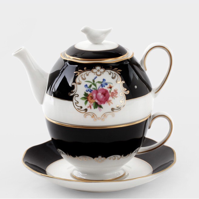 [New] Black Tea For One Set Teapot Cup Saucer Teko Cangkir Saint St James Bisa Gojek