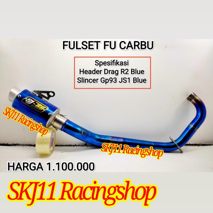 ✨Termurah Knalpot Racing Sj88 Satria Fu 150 Karbu Fullset Drag R2 Gp93 Js1 Blue Terbaru
