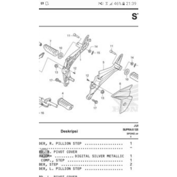 ✨Sale Breaket Footstep Belakang Sebelah Kanan Supra X 125 Dd 2015 Ori Bisa Sameday