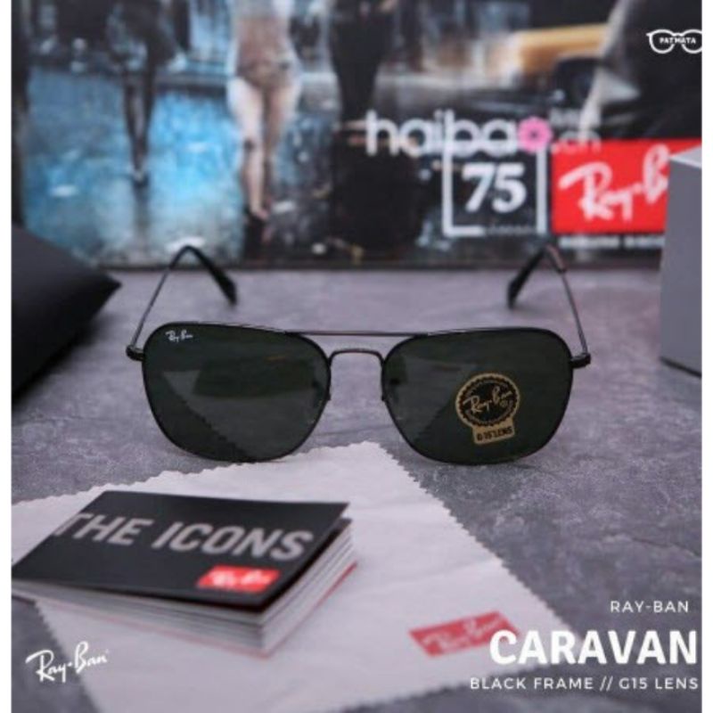 KACAMATA SUNGLASSES RAY-BAN CARAVAN RB3136 BLACK ORIGINAL