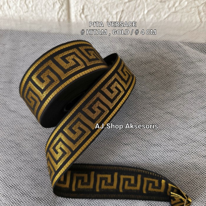 Promo Pita Gamis Bordir Emas, Perak /Pita Versace 2 Cm