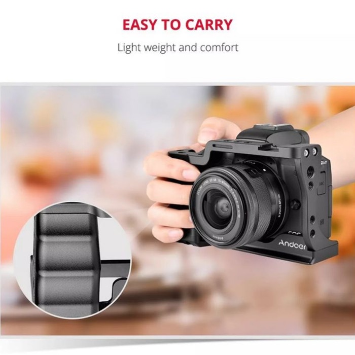 Promo Uurig Rig Cage Stabilizer Hand Grip Kamera Mirrorless Canon Eos M50 M5 Terbaru