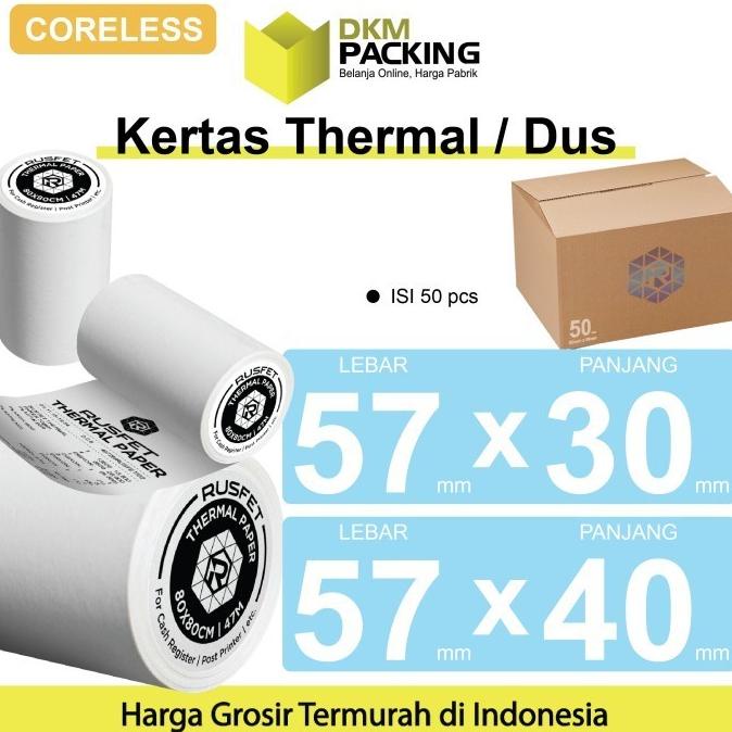 

Kertas Thermal Printer Paper CORELESS Resi Barcode EDC POS 57x40mm DUS