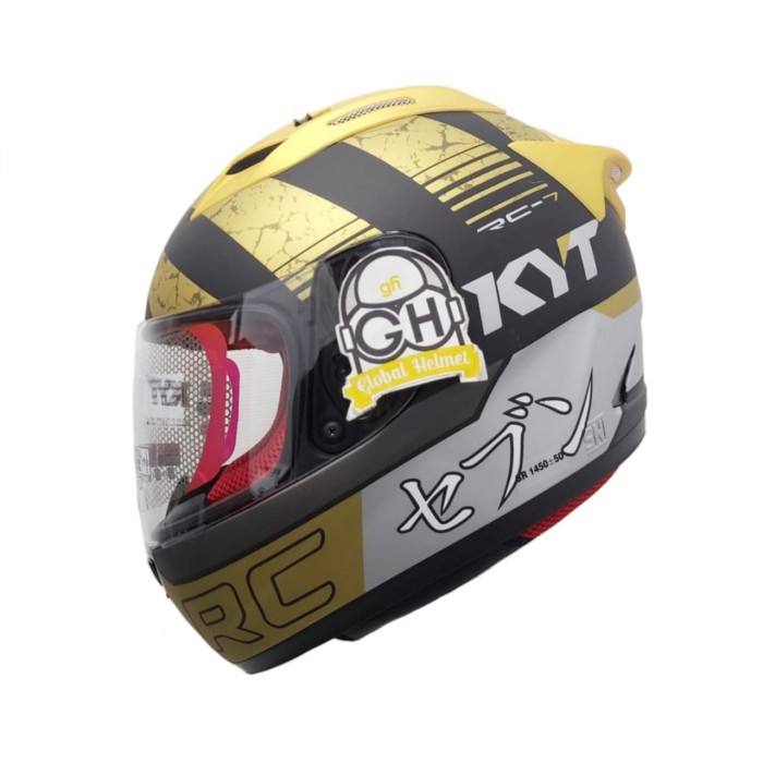 Helm Full Face Kyt Rc7 Rc-7 Rc Seven Motif #17 Black Gold Doff