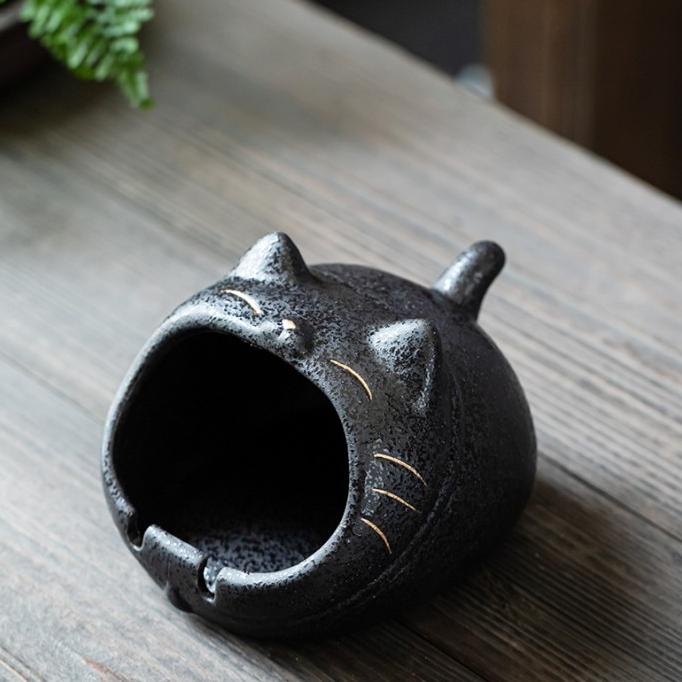 Asbak Unik Model Kucing - Stoneware Cute Sleeping Cat Ash Tray