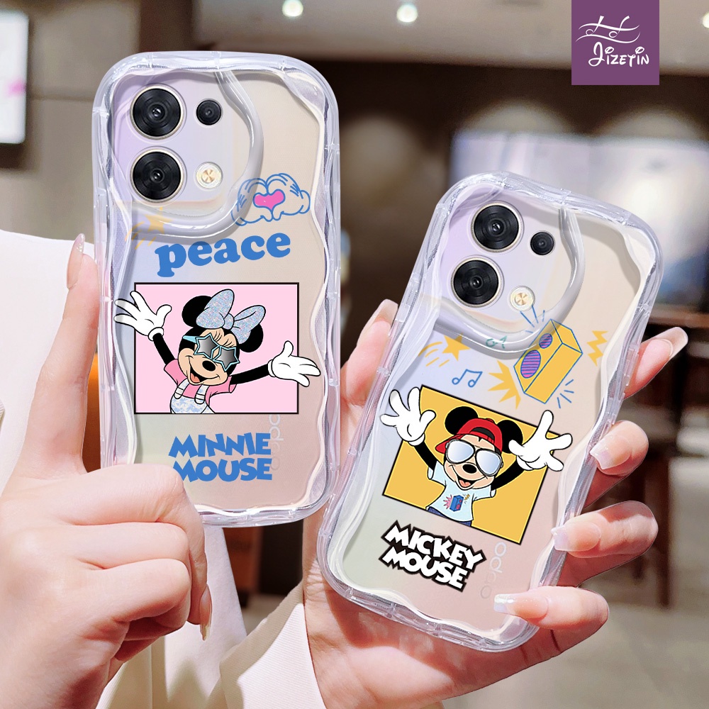 Minnie dan Mickey dengan Kacamata Hitam Casing ph bentuk aneh untuk for OPPO Reno 8/T/Pro 7 6/Z/LIFE