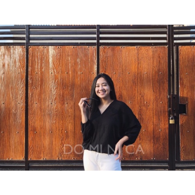 STYLISH MODERN DEA OVERSIZED BLOUSE BLOUSE V-NECK WANITA DOMINICA ATASAN WANITA