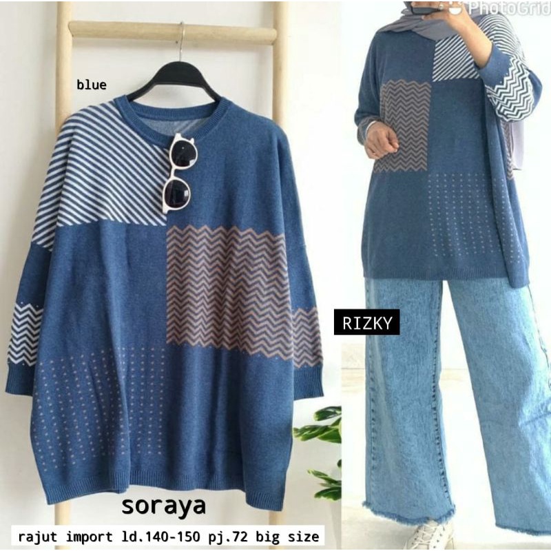 STYLISH MODERN BIANCA BLOUSE RAJUT IMPORT JUMBO LD 140