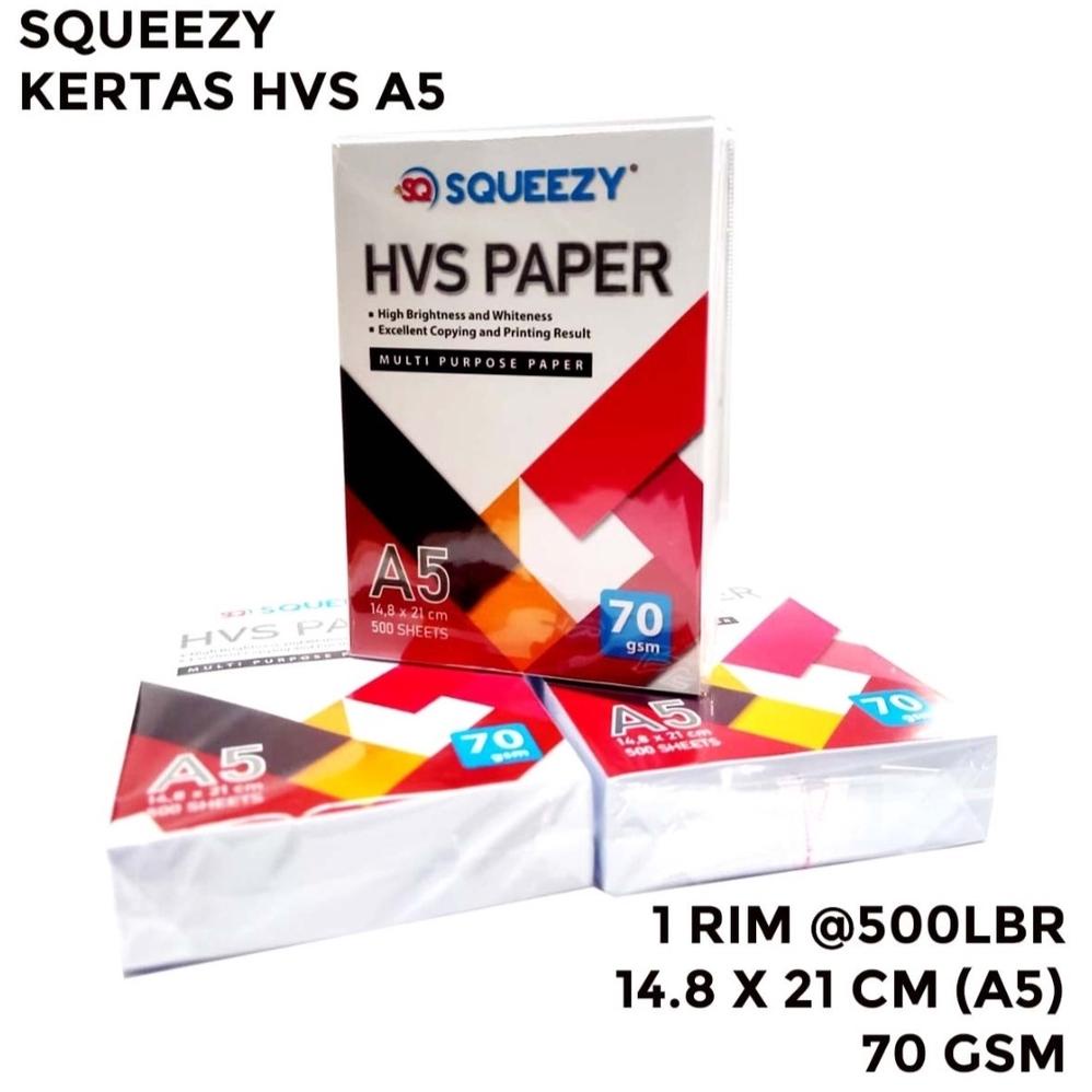 

Flash Sale - KERTAS HVS A5 70GRAM (210MM X 148 MM) PER RIM 500 LEMBAR .,