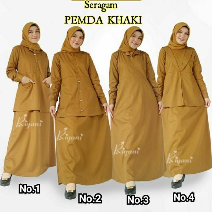 Seragam Pns Wanita Gamis Khaki Dinas Pemda Pdh Asn Original by Riyani