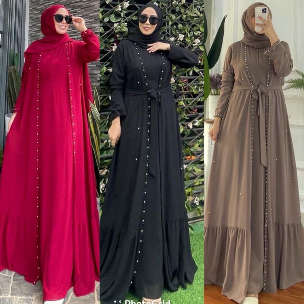 Bisa Cod Baju Kondangan Gamis Wanita Ceruty Aplikasi Mutiara Terbaru 2022 Gamis Pesta Muslim Wanita 