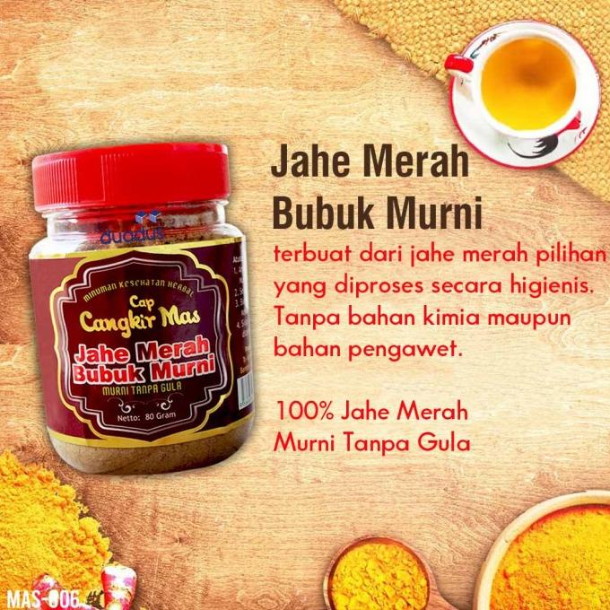 

Jahe Merah Bubuk Murni 100% Tanpa Gula Cap Cangkir Mas Toples 80 Gram