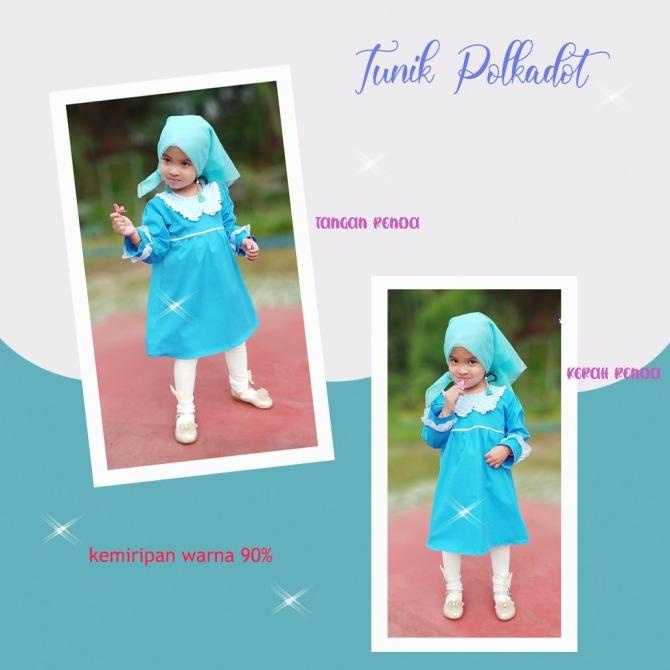 Blouse Tunik Atasan Muslim Anak Perempuan Kerah Polkadot