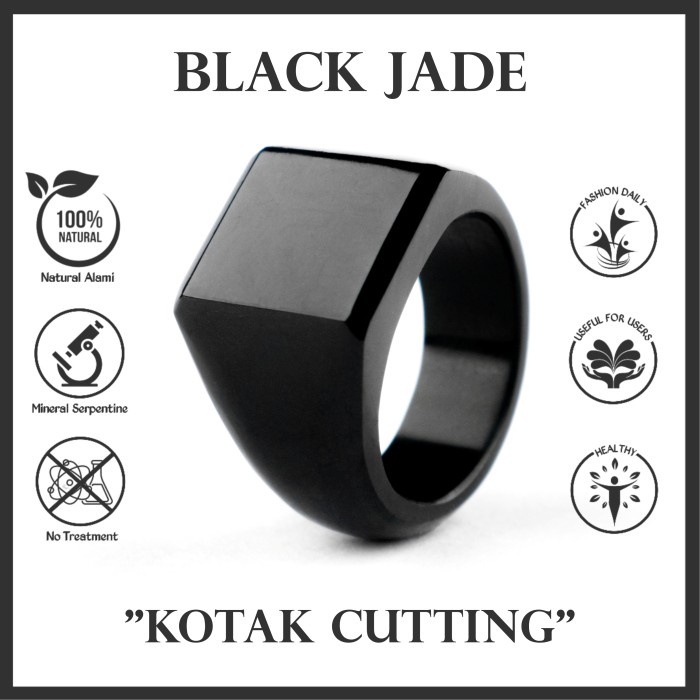 Mei Cincin Exclusive Batu Giok Hitam Black Jade Original