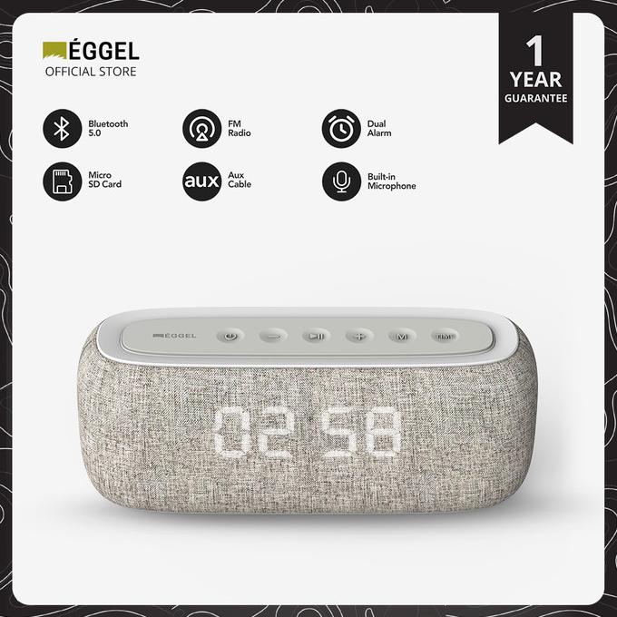 Eggel Home Clock + Radio + Portable Bluetooth Speaker