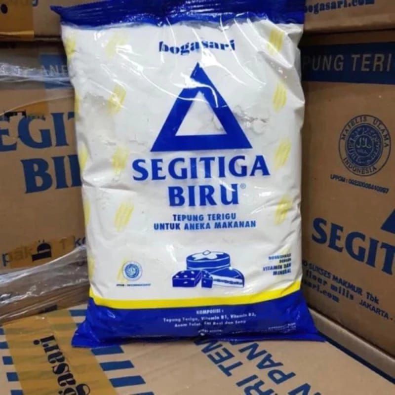 

Tepung Terigu Bogasari Segitiga Biru 1kg Kemasan Premium