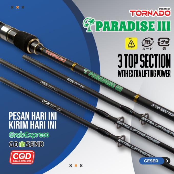 Joran Tornado Paradise IIII 3 Tip Section Carbon Solid Handle Full Eva