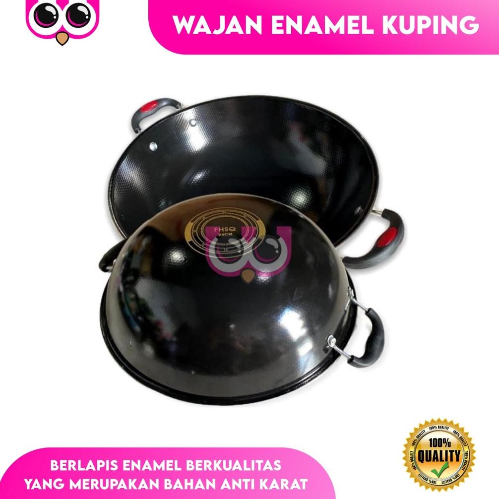 Wajan Enamel Kuping Tebal Anti Karat Anti Lengket Wok Murah