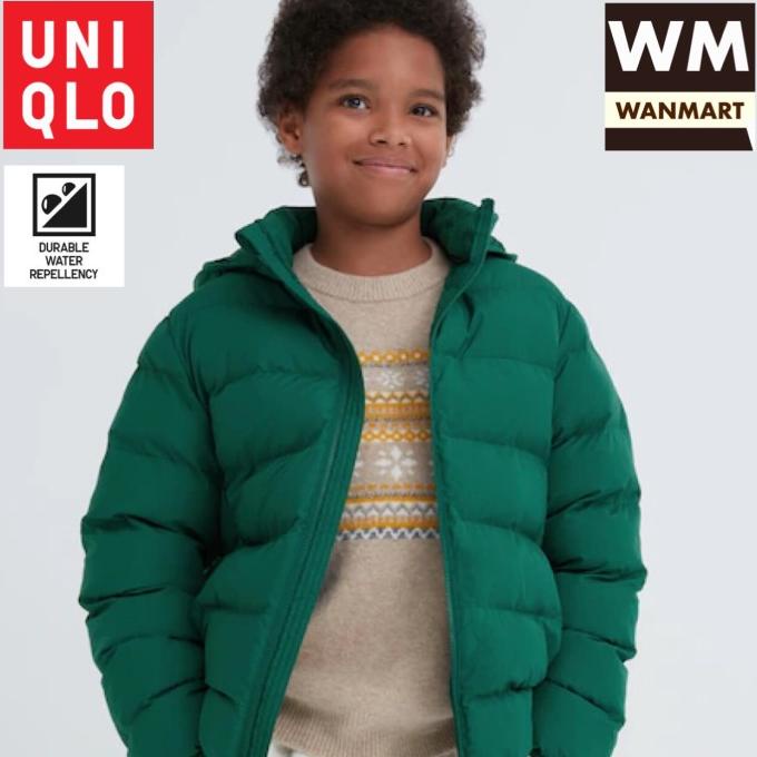 UNIQLO Girls Jaket Winter Anak Perempuan Parka Light Warm Padded Green