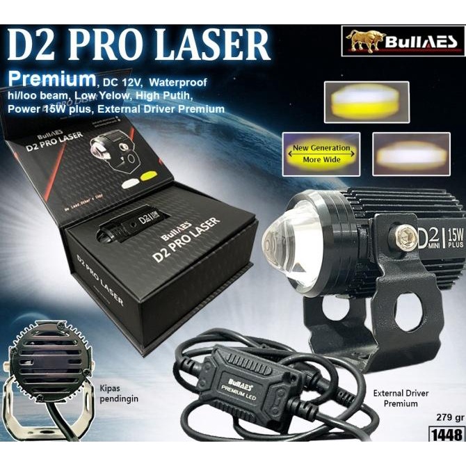 Lampu Tembak Laser D2 PLUS Hi Loo 20 Watt Laser Output merk BULLAES