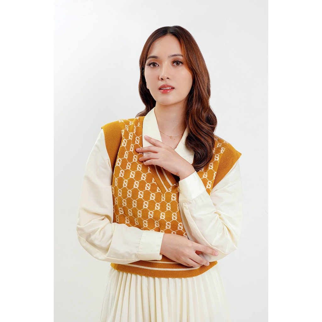 Benang Jarum - Signature Monogram Vest - Mustard Stripe