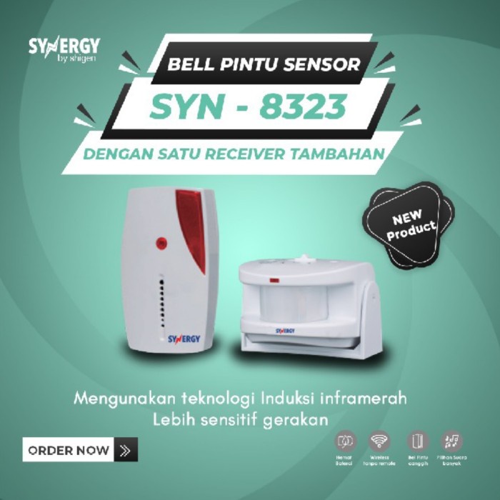 Guid Bel Pintu / Door Bell Wireless Synergy Sensor Gerak Infrared Syn 8323