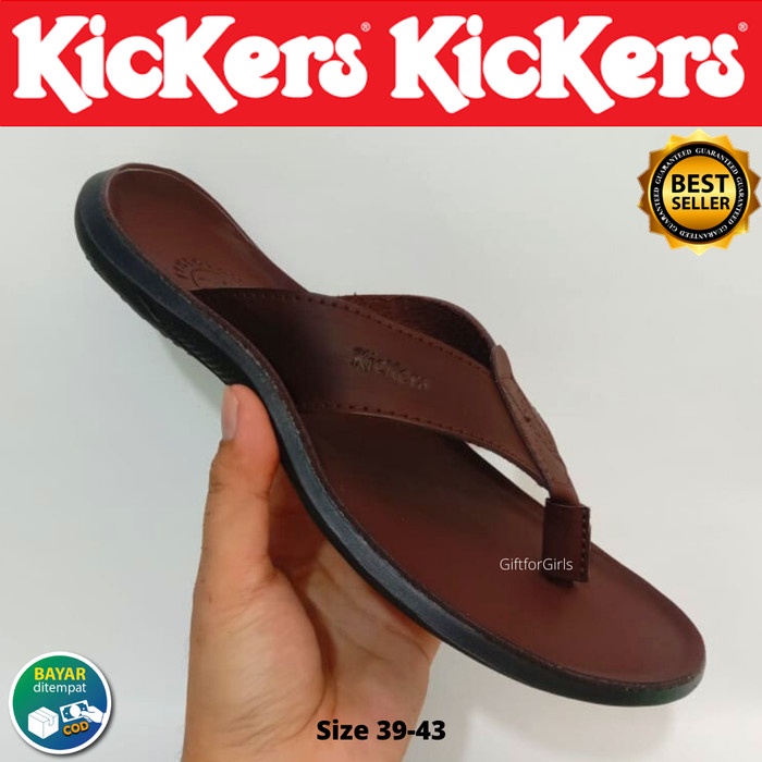 PROMO Kickers Original Sendal Jepit Kulit Asli Pria Sandal Cowok Formal