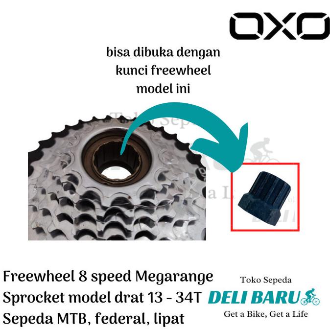 Sale Oxo Freewheel 8 Speed Megarange Sprocket Model Drat 13-34T Sepeda Mtb Termurah Terlaris